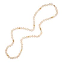 A 14K GOLD AND CORAL BEAD NECKLACE