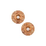 A PAIR OF 14K ROSE GOLD AND DIAMOND EARCLIPS