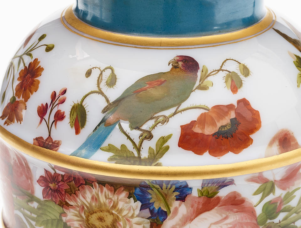 A FRENCH ENAMEL AND GILT OPALINE GLASS VASECirca 1845 - Image 2 of 2