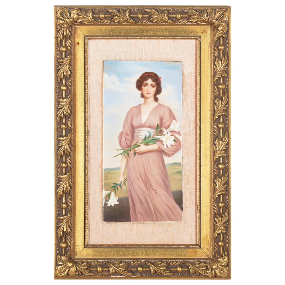 A BERLIN (K.P.M.) PORCELAIN PLAQUE: LILIEN N O. LINGNER.Mid-19th century