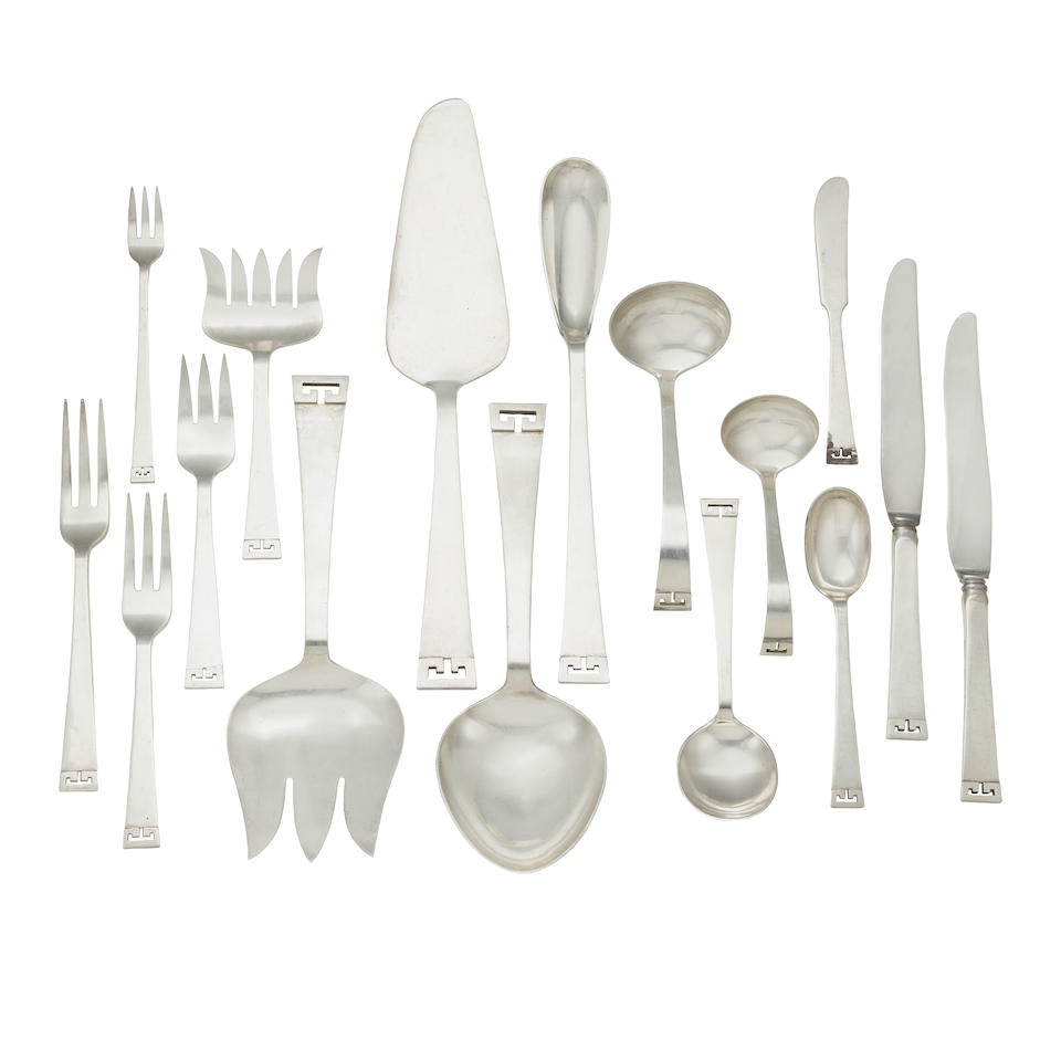 AN ALLAN ADLER STERLING SILVER FLATWARE SERVICE 20th century