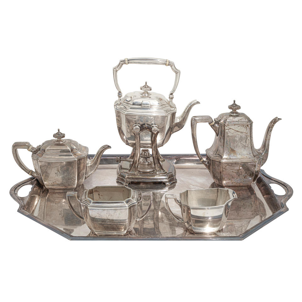 AN AMERICAN STERLING SILVER FIVE-PIECE TEA AND COFFEE SERVICE by Tiffany & Co., New York, New Yo...