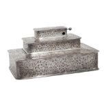 AN AMERICAN STERLING SILVER THREE-TIER HUMIDOR by Dominick & Haff, New York, New York, for Tiffa...