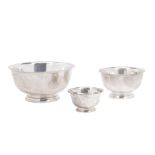 THREE AMERICAN STERLING SILVER FOOTED BOWLS by various makers, 20th century