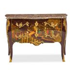A LOUIS XV STYLE MARBLE TOP CHINOISERIE COMMODE