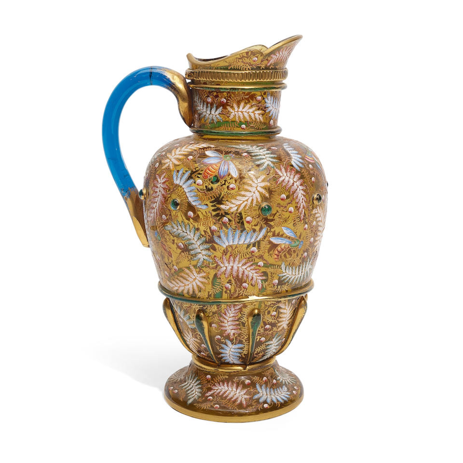 A MOSER GILT, ENAMELLED, JEWELED GLASS JUGLate 19th century