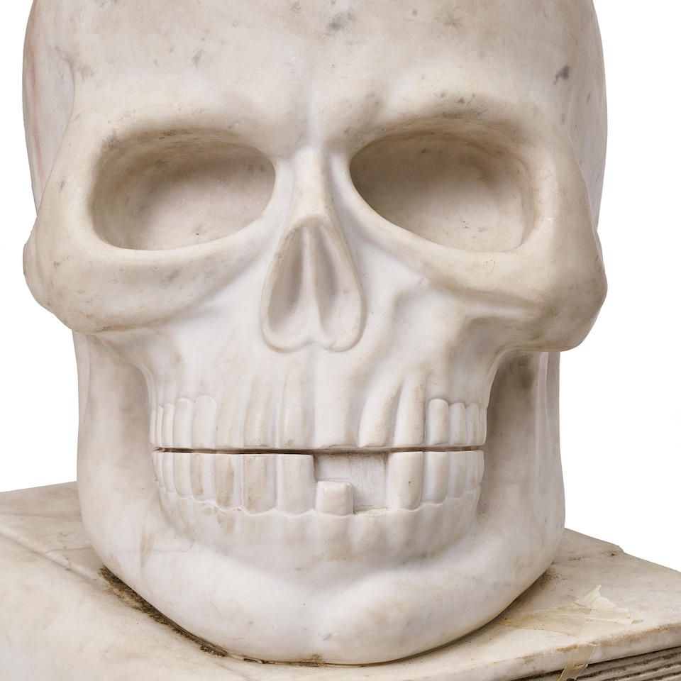 A MONUMENTAL ITALIAN OR FRENCH CARVED MARBLE MEMENTO MORI19th century - Image 2 of 2