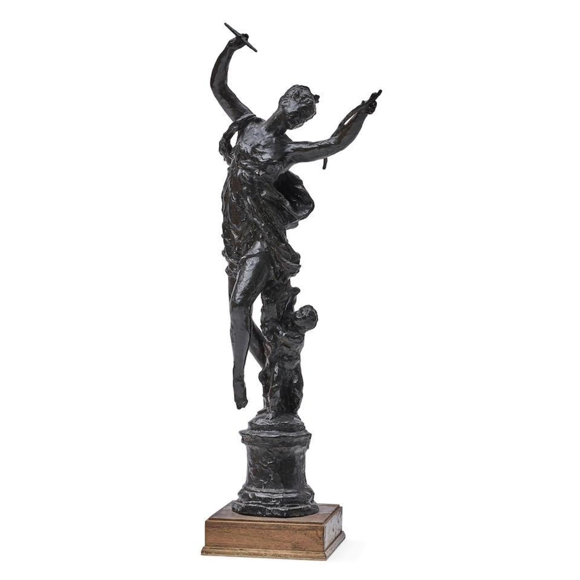 A FRENCH PATINATED BRONZE FIGURAL GROUP: L'AMOUR DÉSARMÉJean-Baptiste Carpeaux (French...