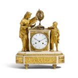 AN EMPIRE GILT BRONZE AND MARBLE MANTEL CLOCK WITH ARMILLARY SPHEREFirst quarter 19th century