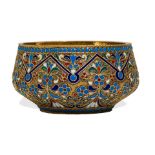 A RUSSIAN ENAMEL AND 84 SILVER-GILT SMALL BOWL Moscow, 1882-1899