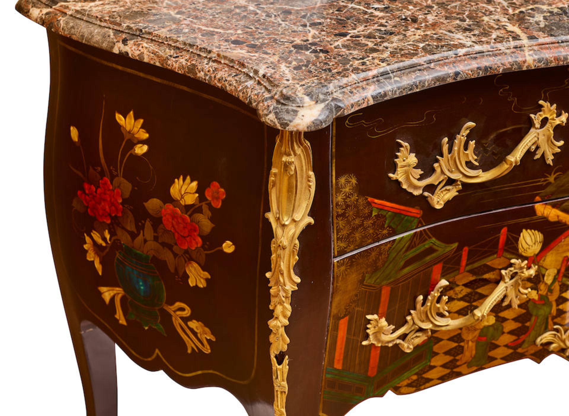 A LOUIS XV STYLE MARBLE TOP CHINOISERIE COMMODE - Image 2 of 2