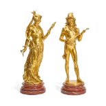 AUGUSTE LOUIS LALOUETTE (1826-1883): TWO GILT BRONZE FIGURESRetailed by Tiffany & Co., late 19th...