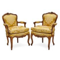 A PAIR OF LOUIS XV WALNUT FAUTEUILS18th century