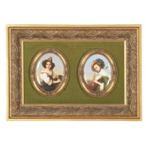 A GROUP OF GERMAN PORCELAIN PLAQUES OF WOMEN