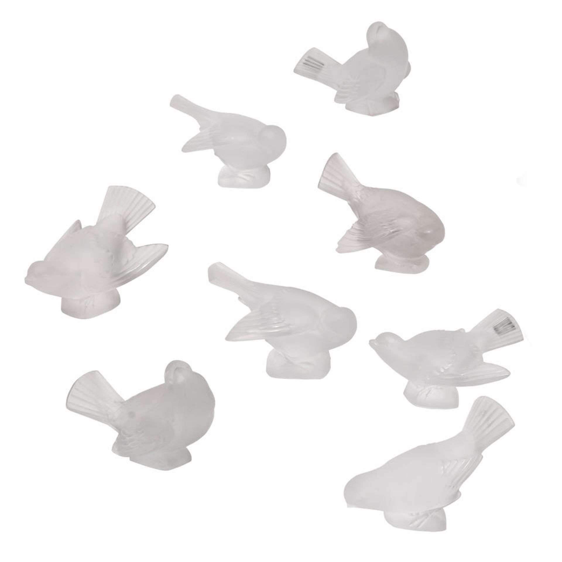 EIGHT LALIQUE FROSTED GLASS FIGURES OF BIRDS20th century