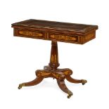 AN ITALIAN SATINWOOD INLAID MAHOGANY FOLD OVER GAMES TABLEEarly 19th century