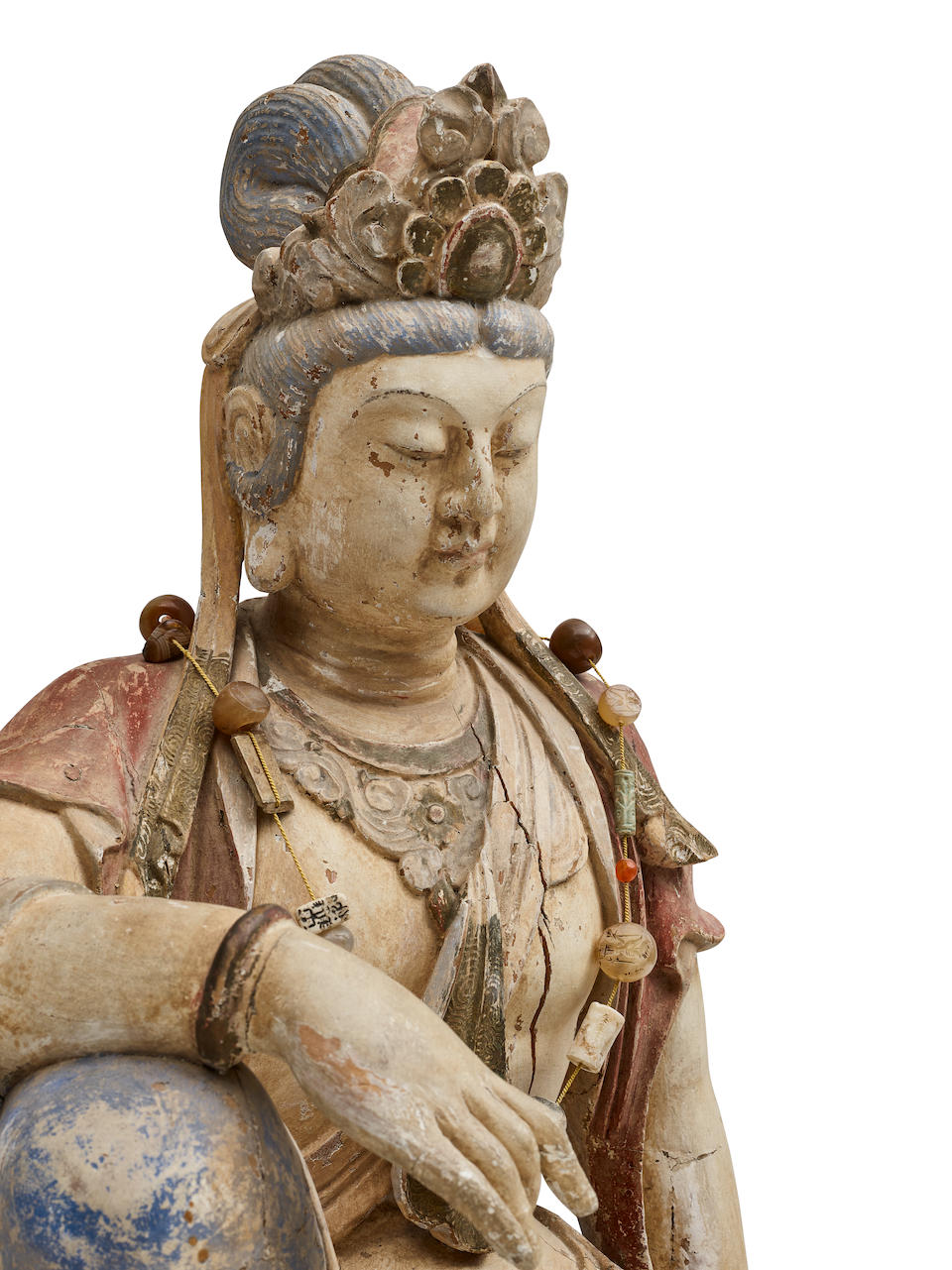 A CHINESE POLYCHROME WOOD FIGURE OF A BODHISATTVA20th century - Image 3 of 3