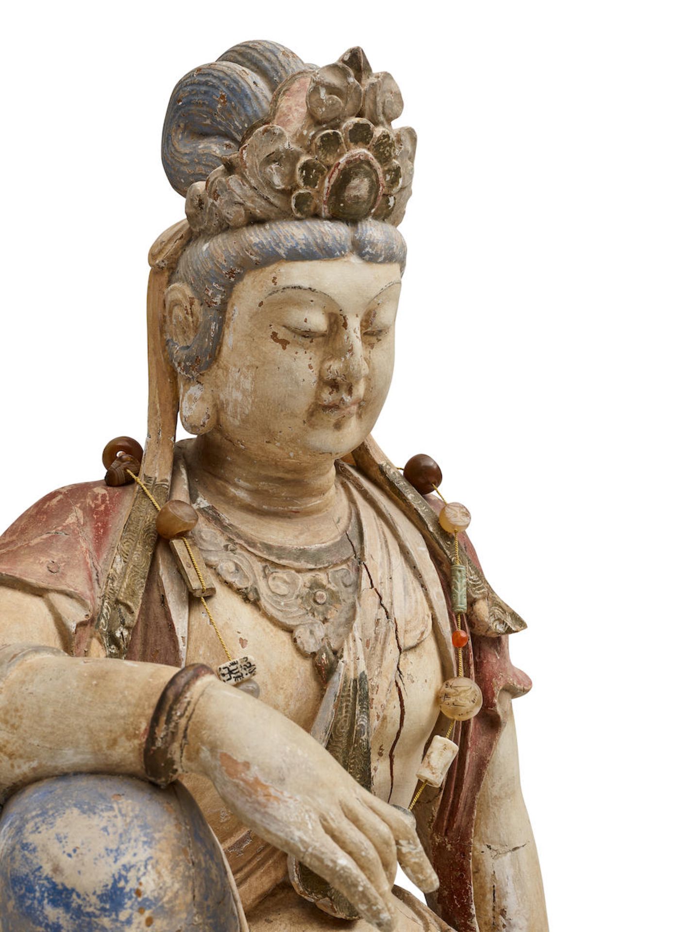 A CHINESE POLYCHROME WOOD FIGURE OF A BODHISATTVA20th century - Bild 3 aus 3