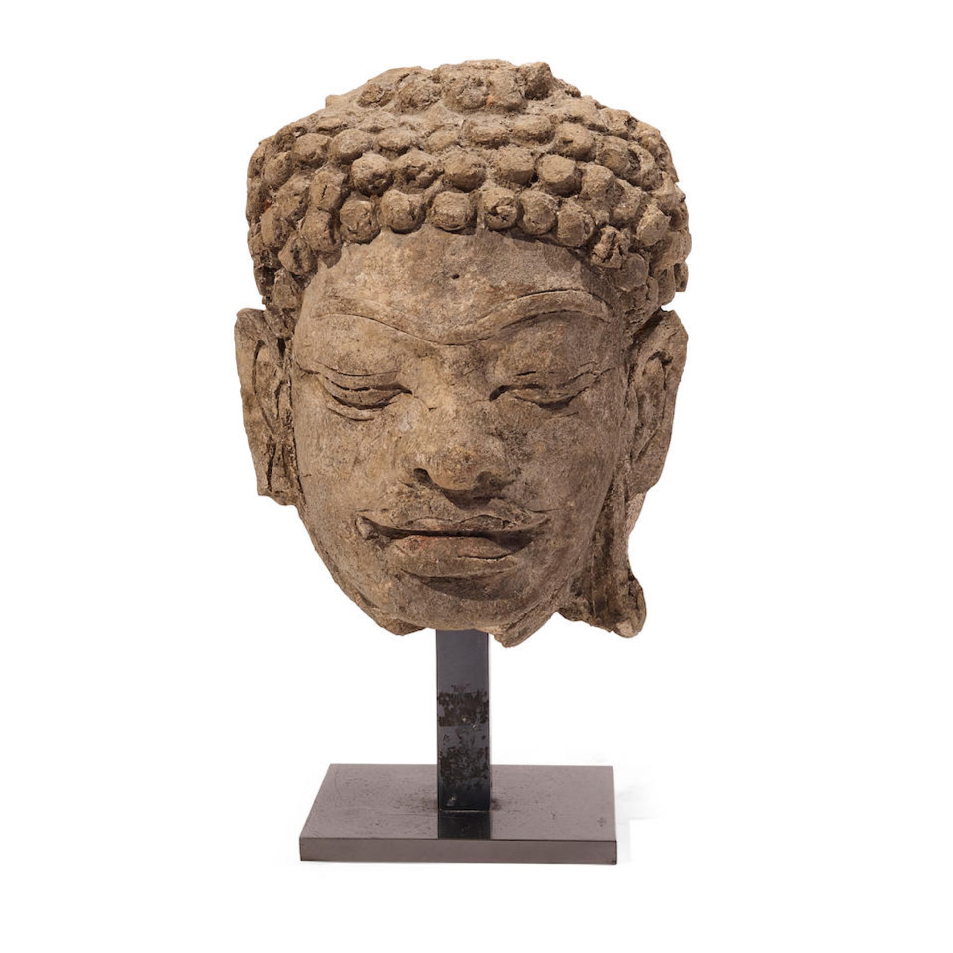 A NORTHERN THAI STUCCO HEAD OF BUDDHAHaripunchai, 10th century