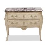 A LOUIS XV STYLE MARBLE TOP PAINTED COMMODE20th century