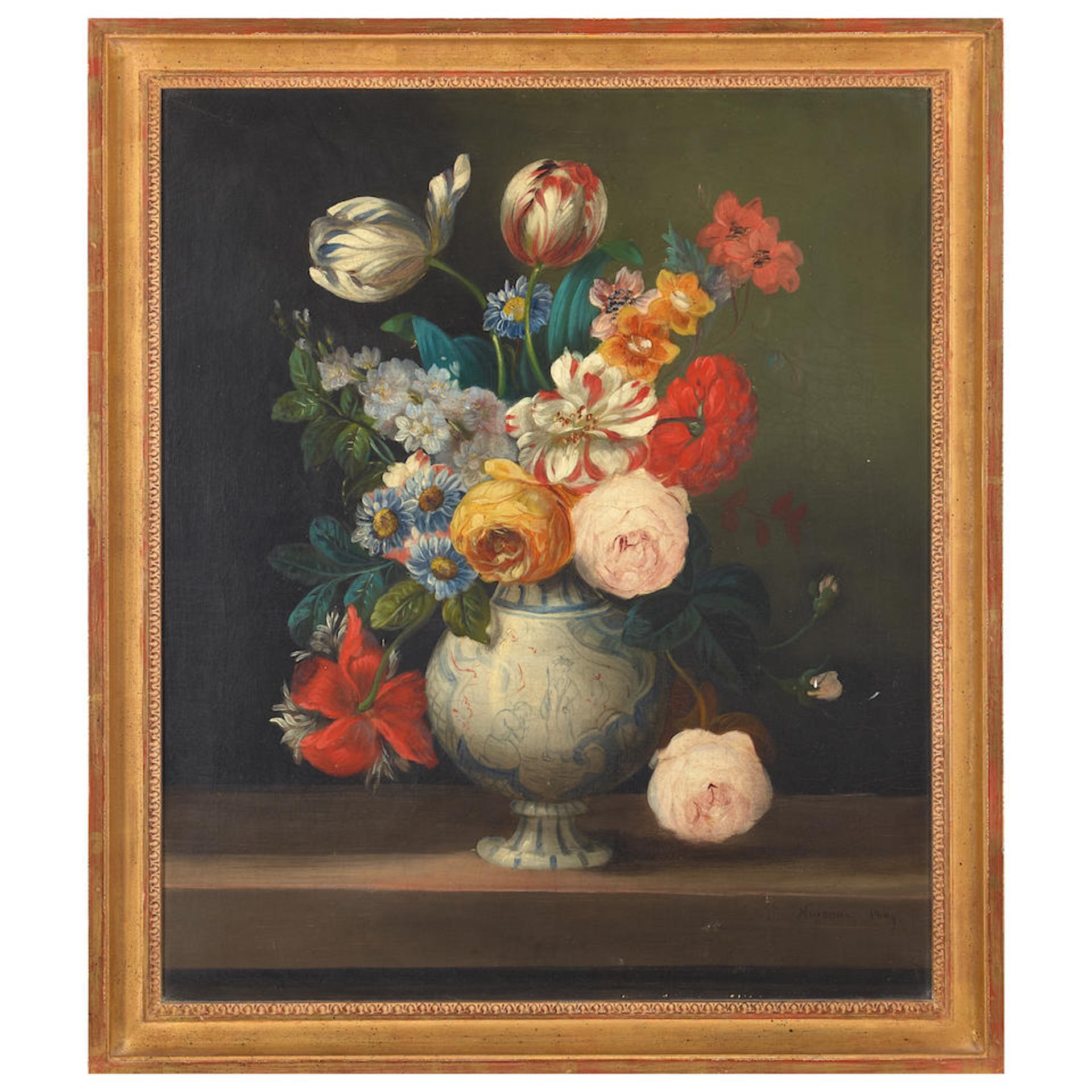 Dutch School (19th/20th century) Floral still life (a pair) each 21 1/4 x 18 1/8in (54 x 46cm) - Bild 3 aus 4