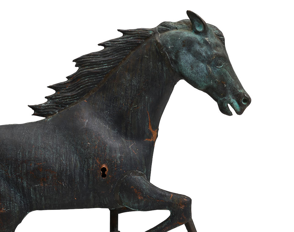 TWO SIMILAR AMERICAN COPPER HORSE-FORM WEATHERVANES - Image 3 of 3