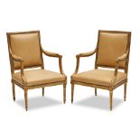 A PAIR OF LOUIS XVI GILTWOOD FAUTEUILS18th century