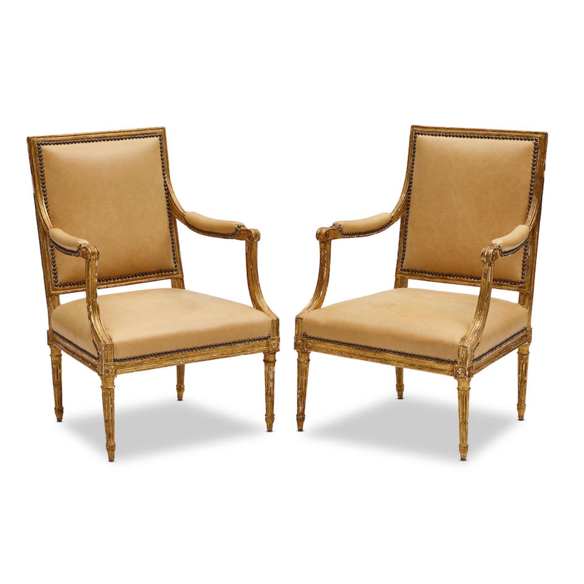 A PAIR OF LOUIS XVI GILTWOOD FAUTEUILS18th century
