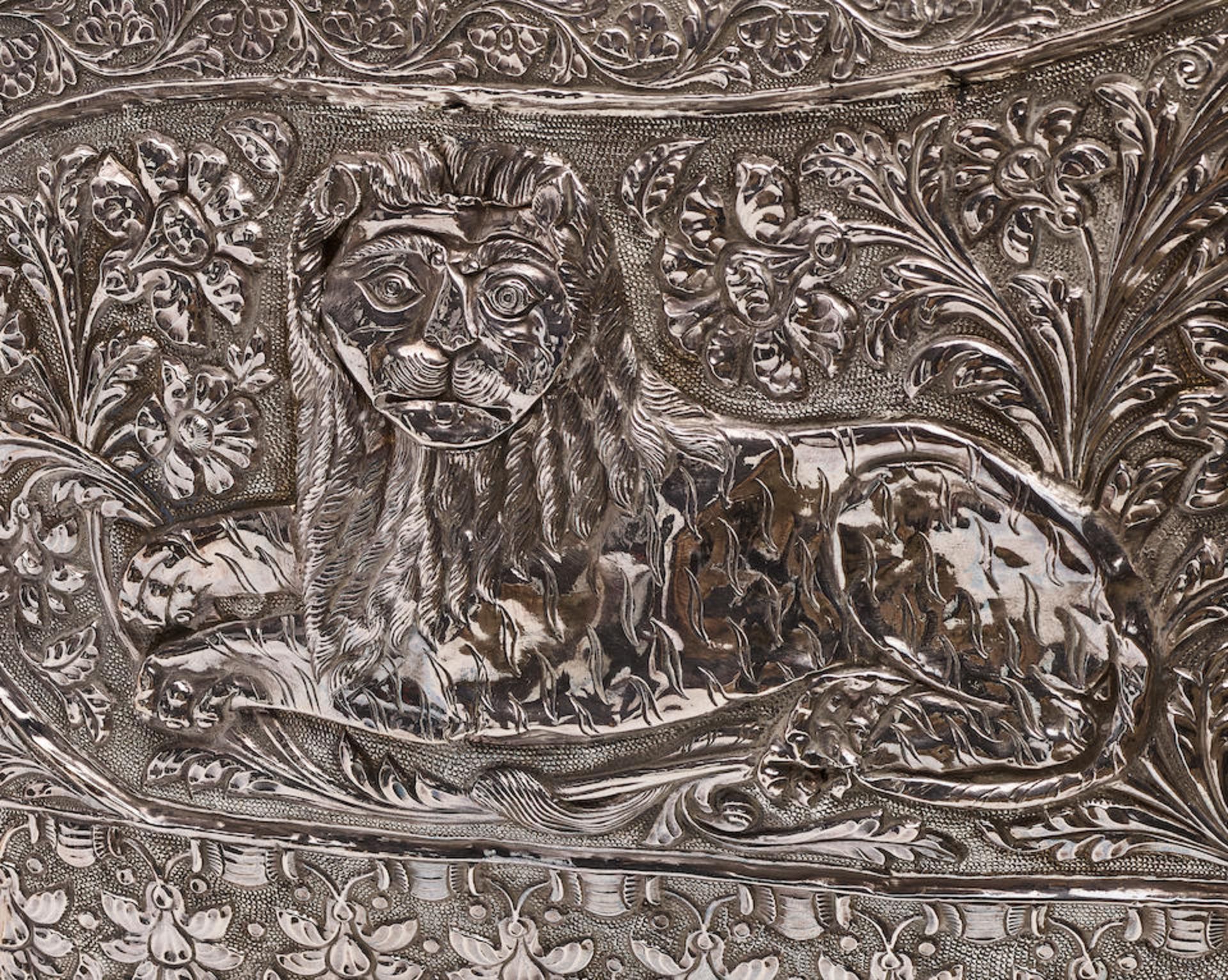 AN INDIAN HAMMERED AND SILVERED METAL ARMCHAIR20th century - Image 3 of 4