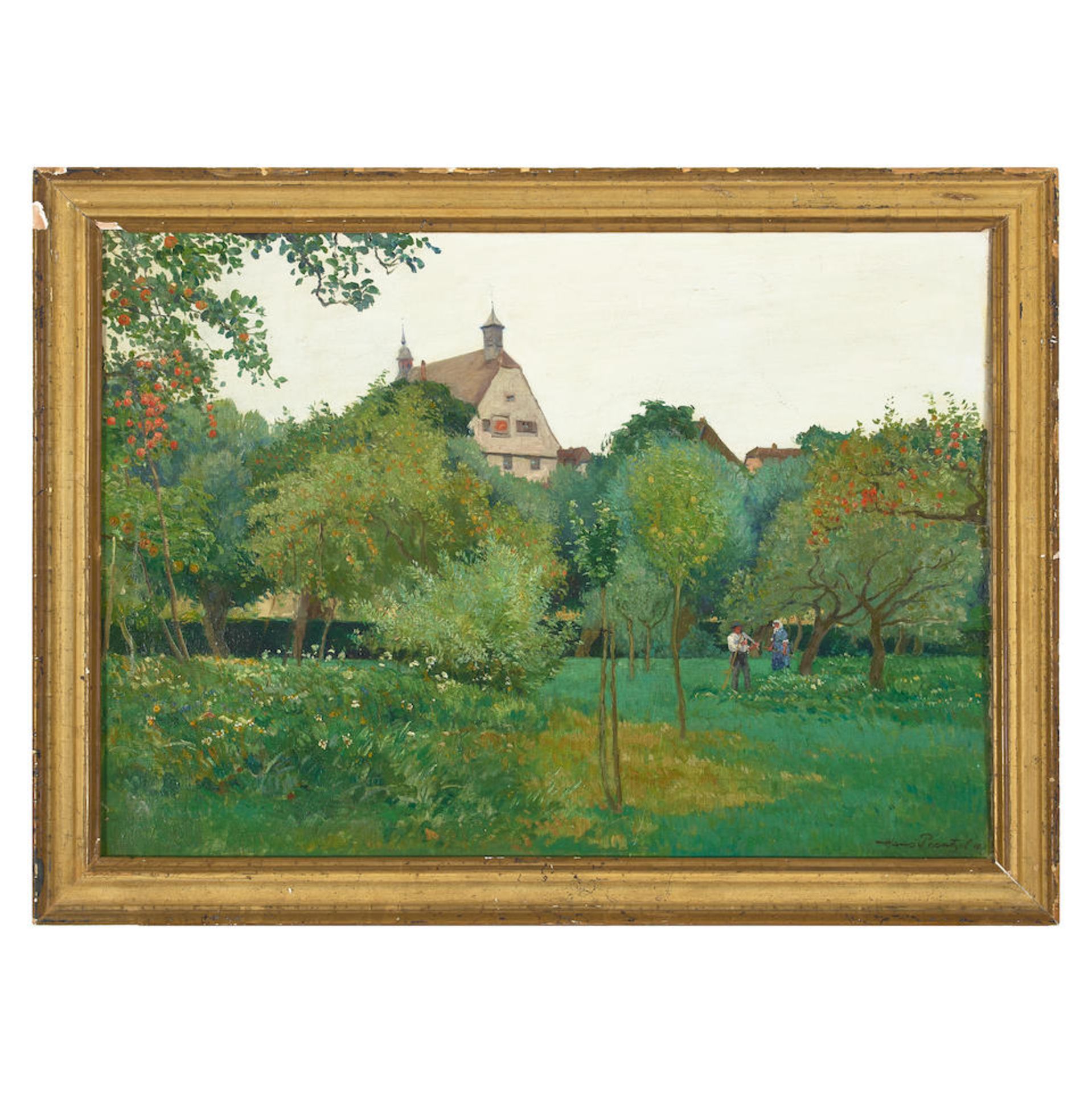 Hans Prentzel (German, 1880-1956) An orchard at Rothenberg on the Tauber 19 x 26 1/4in (48.5 x 6... - Bild 2 aus 2