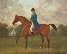 John Nost Sartorius (British, 1759-1828) Horses and riders (a pair) each 14 x 17 1/2in (35.6 x 4...