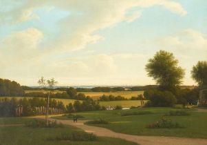 Edvard Lehmann (Danish, 1815-1892) An afternoon in the garden 21 3/4 x 30 3/4in (55.3 x 78cm)
