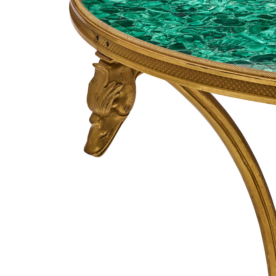 A NEOCLASSICAL STYLE MALACHITE AND GILT BRONZE GUERIDON - Image 3 of 3