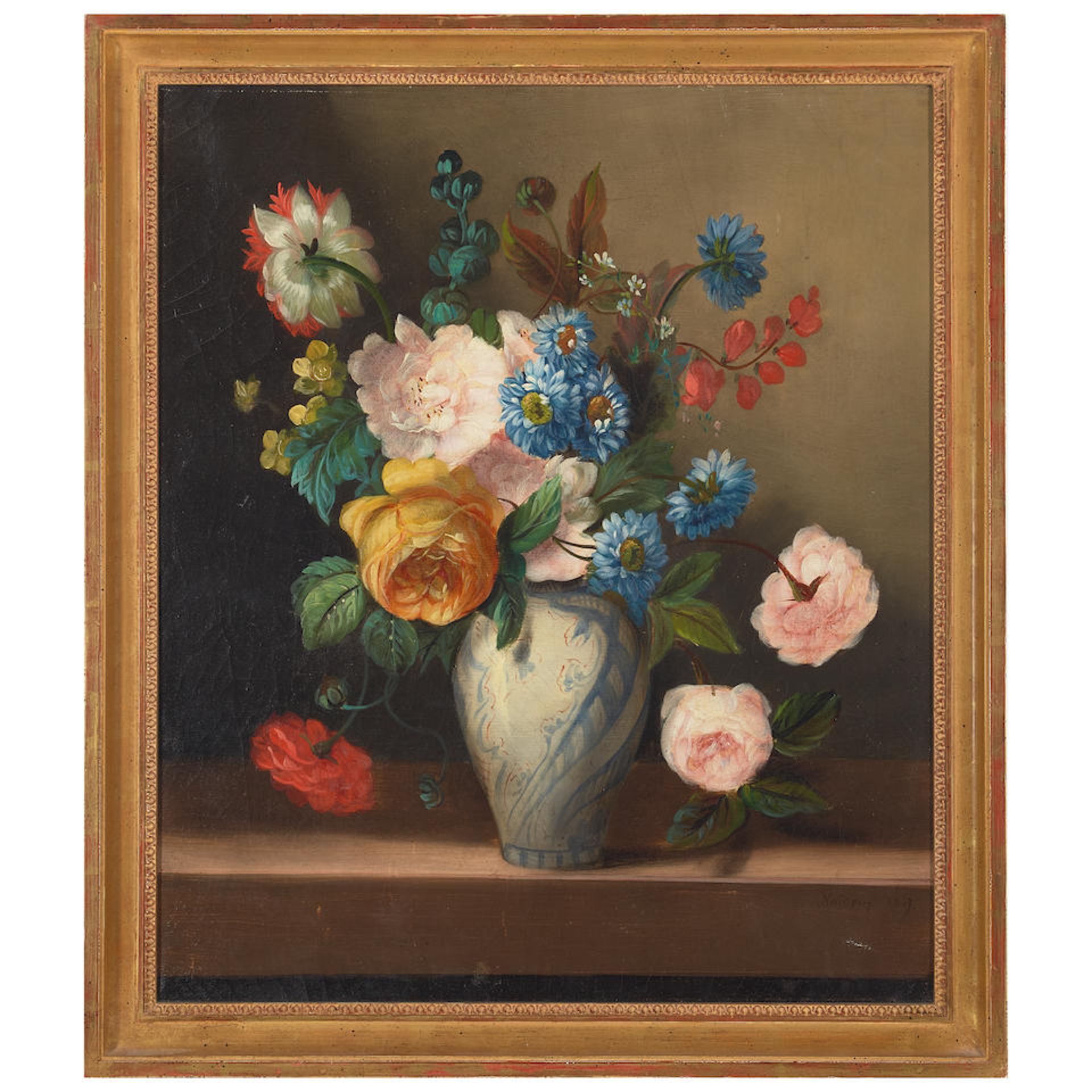 Dutch School (19th/20th century) Floral still life (a pair) each 21 1/4 x 18 1/8in (54 x 46cm) - Bild 4 aus 4