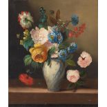 Dutch School (19th/20th century) Floral still life (a pair) each 21 1/4 x 18 1/8in (54 x 46cm)
