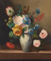 Dutch School (19th/20th century) Floral still life (a pair) each 21 1/4 x 18 1/8in (54 x 46cm)