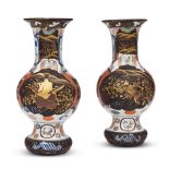 A PAIR OF JAPANESE UNDER AND OVERGLAZED PORCELAIN VASES20th century