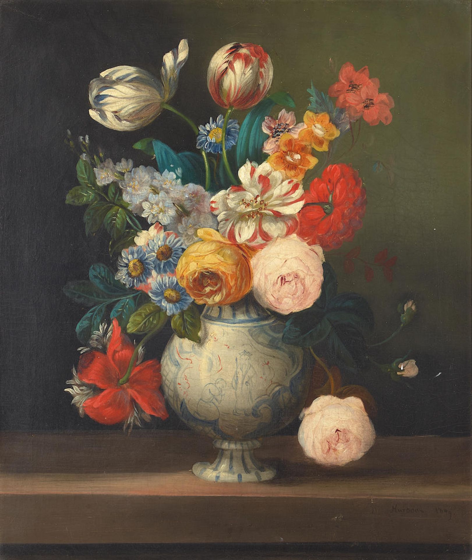 Dutch School (19th/20th century) Floral still life (a pair) each 21 1/4 x 18 1/8in (54 x 46cm) - Bild 2 aus 4