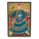 A CHINESE PIGMENT ON SILK ANCESTRAL PORTRAIT20th century