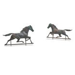 TWO SIMILAR AMERICAN COPPER HORSE-FORM WEATHERVANES