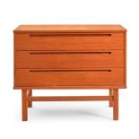 DANISH MID-CENTURY MODERN CHEST OF DRAWERS ATTRIBUTED TO NILS JONSSON, c. 1960, teak, back stamp...