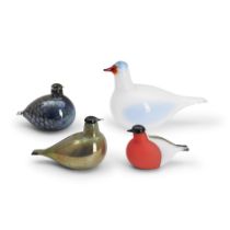 FOUR OIVA TOIKKA FOR IITTALA GLASS BIRDS, Finland, late 20th/early 21st century, firloeveren dov...