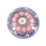 FRENCH MILLEFIORI GLASS PAPERWEIGHT WITH CONCENTRIC CIRCLES, ht. 1 3/8, dia. 2 5/8 in.