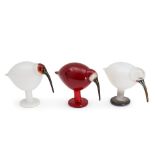 THREE OIVA TOIKKA FOR IITTALA GLASS IBISES, Finland and Washington, early 21st century, Tacoma i...