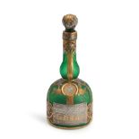 DAUM ACID-ETCHED GLASS GRAND MARNIER BOTTLE AND STOPPER, Nancy, France, c. 1910, gilt and silver...