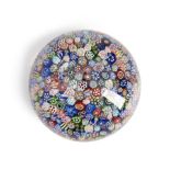 BACCARAT CLOSE-PACKED MILLEFIORI GLASS PAPERWEIGHT France, dated 1847, ht. 2, dia. 3 in.