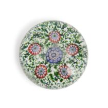 ST. LOUIS JASPER GROUND GLASS PAPERWEIGHT, ht. 1 1/2, dia. 2 3/4 in.