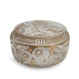DAUM ACID-ETCHED AND PATINATED COVERED GLASS BOX, Nancy, France, c. 1930, wheel-engraved mark 'D...