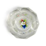 ST. LOUIS FACETED UPRIGHT BOUQUET GLASS PAPERWEIGHT, France, ht. 2, dia. 3 in.