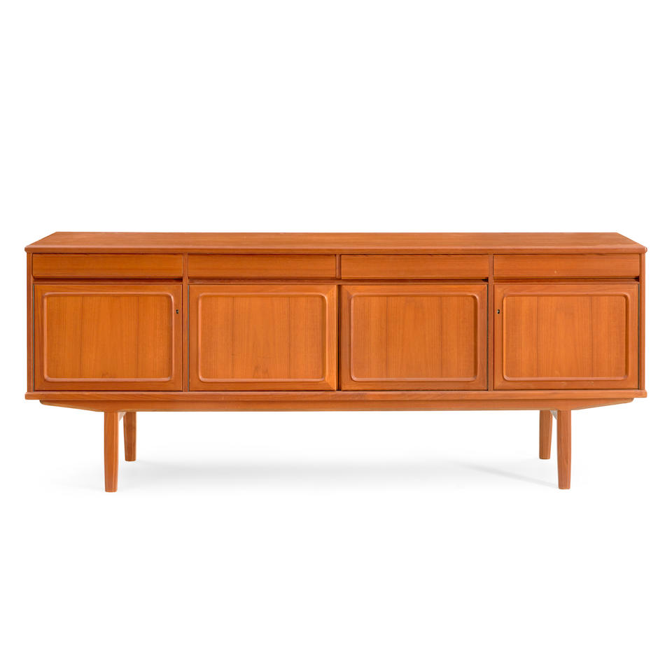 MID-CENTURY MODERN TEAK SIDEBOARD, Norway, c. 1965, teak, teak veneer, plywood, unmarked, four s...